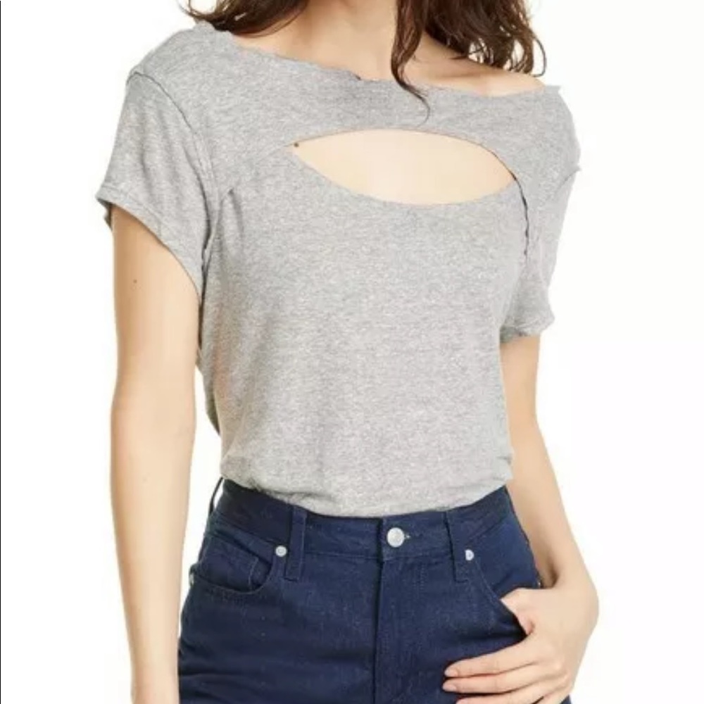 Free People Heather Gray Keyhole June OversizedTee